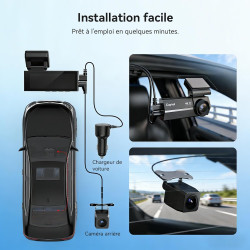 Dashcam Voiture Avant Arrière 4K+2K avec Carte SD 64GB, 5GHz WiFi Camera Voiture, Dash Cam Grand Angle 170°, Vision Nocturne WDR