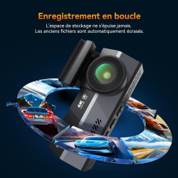 Dashcam Voiture Avant Arrière 4K+2K avec Carte SD 64GB, 5GHz WiFi Camera Voiture, Dash Cam Grand Angle 170°, Vision Nocturne WDR