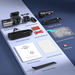 Dashcam Voiture Avant Arrière 4K+2K avec Carte SD 64GB, 5GHz WiFi Camera Voiture, Dash Cam Grand Angle 170°, Vision Nocturne WDR