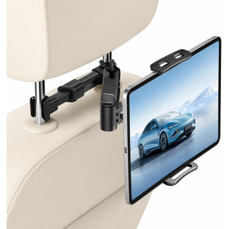 Support Tablette Voiture Appuie Tete, Porte Tablette Extensible Arrière (Siège), 360° Rotatif, Compatible avec 4.7-11" iPad Pro/