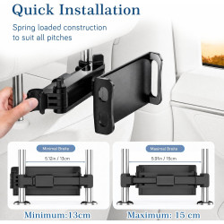 Support Tablette Voiture Appuie Tete, Porte Tablette Extensible Arrière (Siège), 360° Rotatif, Compatible avec 4.7-11" iPad Pro/