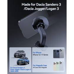 Support de téléphone portable magnétique pour Dacia Sandero 3, Dacia Jogger et Dacia Logan 3 2020-2026 - Pour iPhone 12-16 série