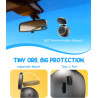 KAWA Caméra Voiture 2K Commande Vocale, Mini Dashcam Sphérique Avant, Support 360°, Carte SD 32G, WiFi Intégré, Contrôle App, Ca