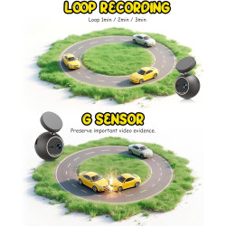 KAWA Caméra Voiture 2K Commande Vocale, Mini Dashcam Sphérique Avant, Support 360°, Carte SD 32G, WiFi Intégré, Contrôle App, Ca