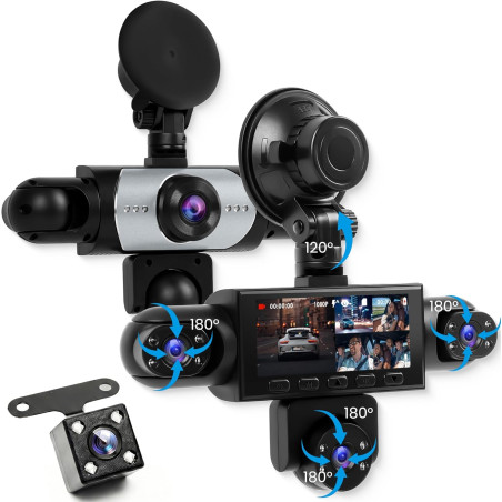 2026 Rimoody 360° 5 Canali Dashcam Voiture,5 x Caméra 1080P Avant et Arrière Gauche Droite, 3.16" Enregistreur de Voiture Vision