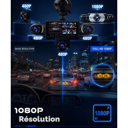 2026 Rimoody 360° 5 Canali Dashcam Voiture,5 x Caméra 1080P Avant et Arrière Gauche Droite, 3.16" Enregistreur de Voiture Vision