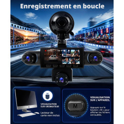 2026 Rimoody 360° 5 Canali Dashcam Voiture,5 x Caméra 1080P Avant et Arrière Gauche Droite, 3.16" Enregistreur de Voiture Vision