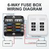 6 Voies Boîte à Fusibles 12V,Blocs Fusible Lame,Porte Fusible avec 6 Voyants LED Indicateur,12 Fusibles avec Bus Négatif pour 12
