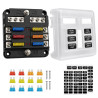 6 Voies Boîte à Fusibles 12V,Blocs Fusible Lame,Porte Fusible avec 6 Voyants LED Indicateur,12 Fusibles avec Bus Négatif pour 12