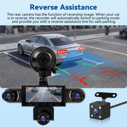 Caméra Embarquée pour Voiture 5 Camera 3,16" Vision Panoramique 360° Full HD 1080p Surveillance Stationnement Détection Mouvemen