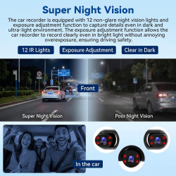 Caméra Embarquée pour Voiture 5 Camera 3,16" Vision Panoramique 360° Full HD 1080p Surveillance Stationnement Détection Mouvemen