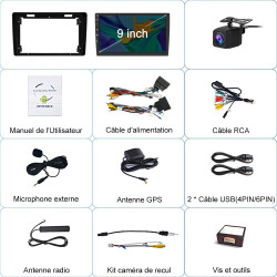 Awesafe autoradio android 15 pour citroën berlingo/peugeot partner (2008-2019), écran tactile 9 pouces 2go+64go, carplay & andro