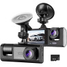 Dashcam Voiture Avant Arrière, HDR Vision Nocturne, capteur G+Carte 32Go | Surveillance Full HD sous plusieurs angles, enregistr