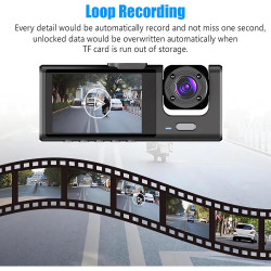 Dashcam Voiture Avant Arrière, HDR Vision Nocturne, capteur G+Carte 32Go | Surveillance Full HD sous plusieurs angles, enregistr