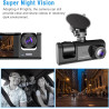 Dashcam Voiture Avant Arrière, HDR Vision Nocturne, capteur G+Carte 32Go | Surveillance Full HD sous plusieurs angles, enregistr