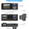 Dashcam Voiture Avant Arrière, HDR Vision Nocturne, capteur G+Carte 32Go | Surveillance Full HD sous plusieurs angles, enregistr