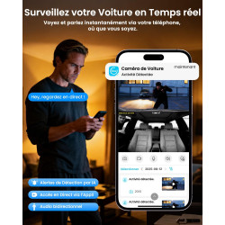 Dashcam Voiture 4G LTE avec Carte SIM, Camera Voiture Avant et Intérieur, Alertes & Détection Radar, Mode Stationnement 24h, GPS