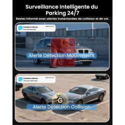 Dashcam Voiture 4G LTE avec Carte SIM, Camera Voiture Avant et Intérieur, Alertes & Détection Radar, Mode Stationnement 24h, GPS