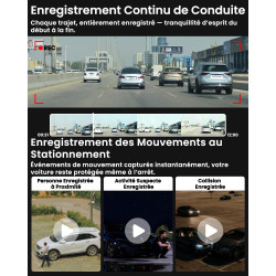 Dashcam Voiture 4G LTE avec Carte SIM, Camera Voiture Avant et Intérieur, Alertes & Détection Radar, Mode Stationnement 24h, GPS