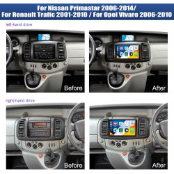 Camecho 2+64go android 13 autoradio pour renault trafic 2001-2010 opel vivaro 2006-2010 nissan primastar 2006-2014, radio bleuto
