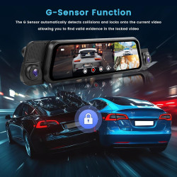 Inefala 4 Canaux Rétroviseur Dashcam Voiture avec 9.66'' Tactile,Dashcam Voiture Avant Arriere avec WiFi & App G-Capteur Carte 6