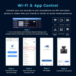 Inefala 4 Canaux Rétroviseur Dashcam Voiture avec 9.66'' Tactile,Dashcam Voiture Avant Arriere avec WiFi & App G-Capteur Carte 6