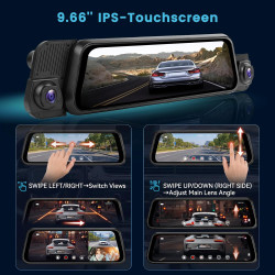 Inefala 4 Canaux Rétroviseur Dashcam Voiture avec 9.66'' Tactile,Dashcam Voiture Avant Arriere avec WiFi & App G-Capteur Carte 6