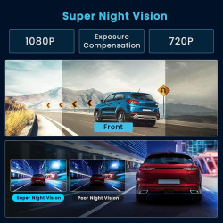 Inefala 4 Canaux Rétroviseur Dashcam Voiture avec 9.66'' Tactile,Dashcam Voiture Avant Arriere avec WiFi & App G-Capteur Carte 6