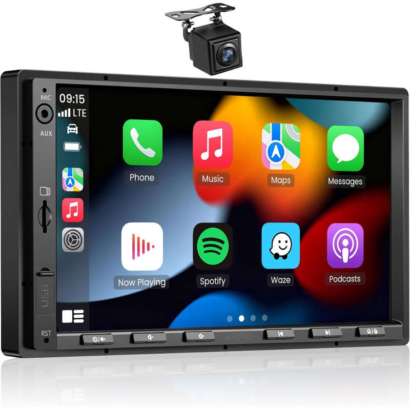 Atoto f7we autoradio 2 din 7 pouces avec carplay sans fil & android auto | écran tactile qled, caméra de recul incluse, bleutoot