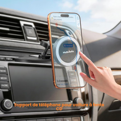 MAGJIEYX Support Telephone Voiture CD, Magnetique Porte Telephone Voiture avec Rotation à 360° Puissant Aimant Compatible avec i