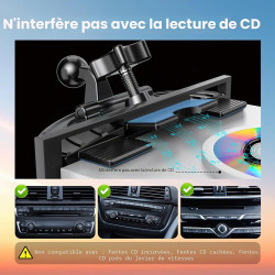 MAGJIEYX Support Telephone Voiture CD, Magnetique Porte Telephone Voiture avec Rotation à 360° Puissant Aimant Compatible avec i