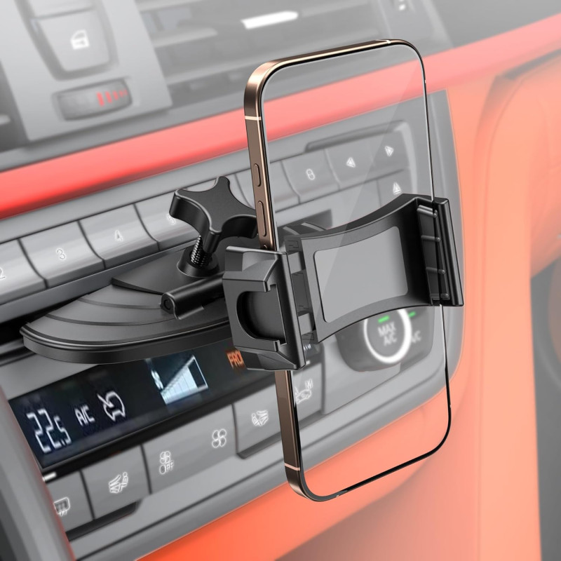 MAGJIEYX CD Support Telephone Voiture, 360° Rotation Support Voiture Fixation Fente CD écurie Compatible avec iPhone 16 15 14 13
