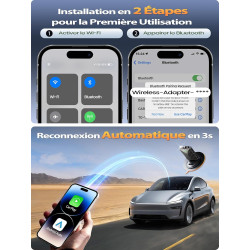 Mini Adaptateur CarPlay sans Fil & Android Auto sans Fil, Fibre de Carbone | Métal USB-A/C, Filaire vers Sans Fil, Version Stabl