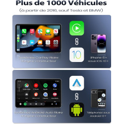 Mini Adaptateur sans Fil pour Apple CarPlay et Android Auto, Convertisseur CarPlay Filaire en sans Fil, Métal USB A et USB C, po