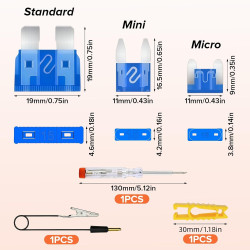 220Pcs Fusible Voiture Set, Fusible de Voiture Standard/Mini/Micro avec Extracteur/Tournevis Testeur, Etanche Fusible Auto 2A/3A