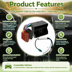 Câble Adaptateur Faisceau Autoradio Fiche ISO Radio pour VW Ford Audi Skoda Seat Golf 5 6 Kit Adaptateur Radio Autoradio Quadloc