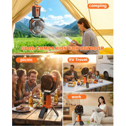 24000mah ventilateur de camping solaire avec support,usb ventilateur avec lumière, 0eut être utilisé comme source d'alimentation