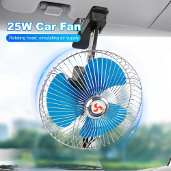 Starnearby Ventilateur de Voiture 8 Pouces 12V/24V, Mini Ventilateur de Refroidissement Voiture à Pince, 2 Vitesses Réglable, Ve