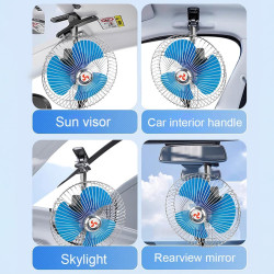Starnearby Ventilateur de Voiture 8 Pouces 12V/24V, Mini Ventilateur de Refroidissement Voiture à Pince, 2 Vitesses Réglable, Ve