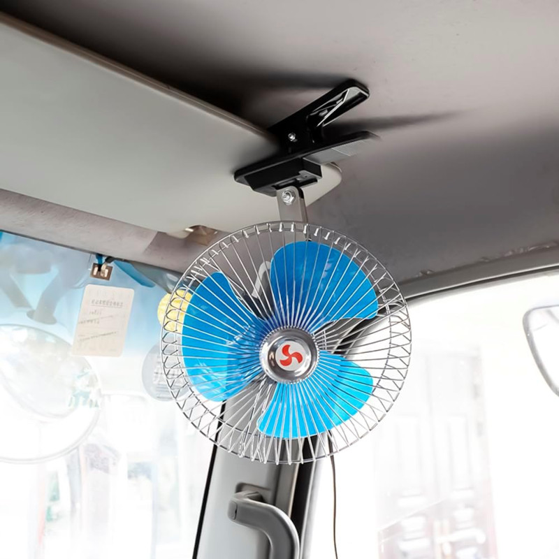 Starnearby Ventilateur de Voiture 6 Pouces 12V/24V, Mini Ventilateur de Refroidissement Voiture à Pince, 2 Vitesses Réglable, Ve
