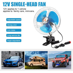 Starnearby Ventilateur de Voiture 6 Pouces 12V/24V, Mini Ventilateur de Refroidissement Voiture à Pince, 2 Vitesses Réglable, Ve