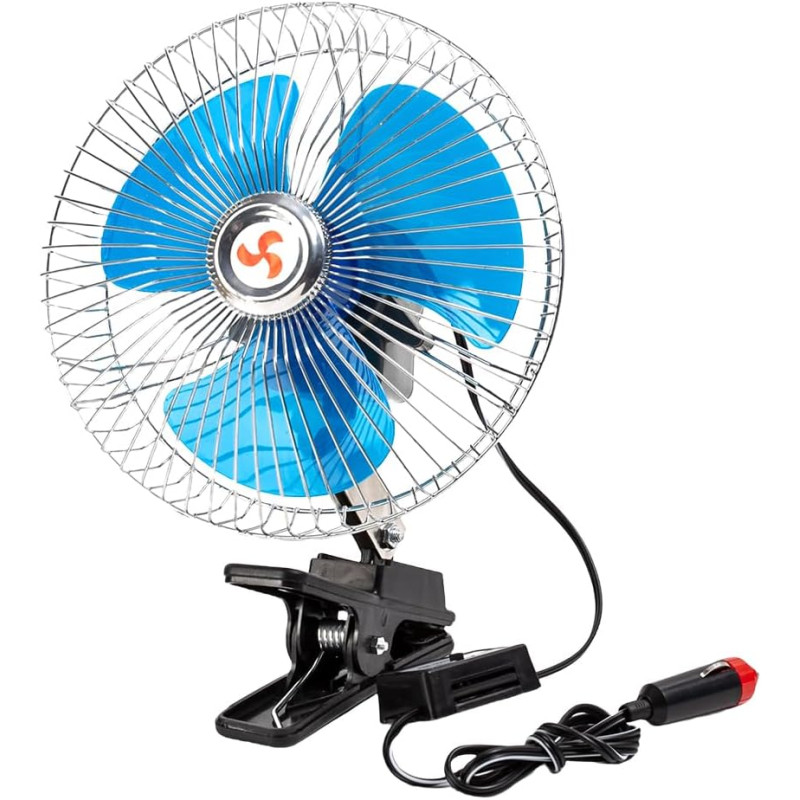 Starnearby Ventilateur de Voiture 6 Pouces 12V/24V, Mini Ventilateur de Refroidissement Voiture à Pince, 2 Vitesses Réglable, Ve