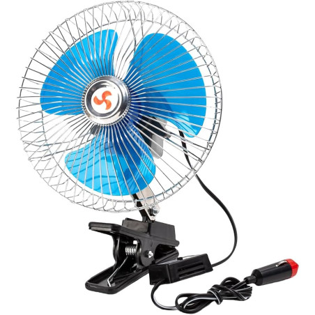 Starnearby Ventilateur de Voiture 6 Pouces 12V/24V, Mini Ventilateur de Refroidissement Voiture à Pince, 2 Vitesses Réglable, Ve