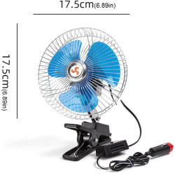 Starnearby Ventilateur de Voiture 6 Pouces 12V/24V, Mini Ventilateur de Refroidissement Voiture à Pince, 2 Vitesses Réglable, Ve