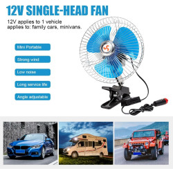 Starnearby Ventilateur de Voiture 8 Pouces 12V/24V, Mini Ventilateur de Refroidissement Voiture à Pince, 2 Vitesses Réglable, Ve