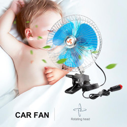 Starnearby Ventilateur de Voiture 8 Pouces 12V/24V, Mini Ventilateur de Refroidissement Voiture à Pince, 2 Vitesses Réglable, Ve