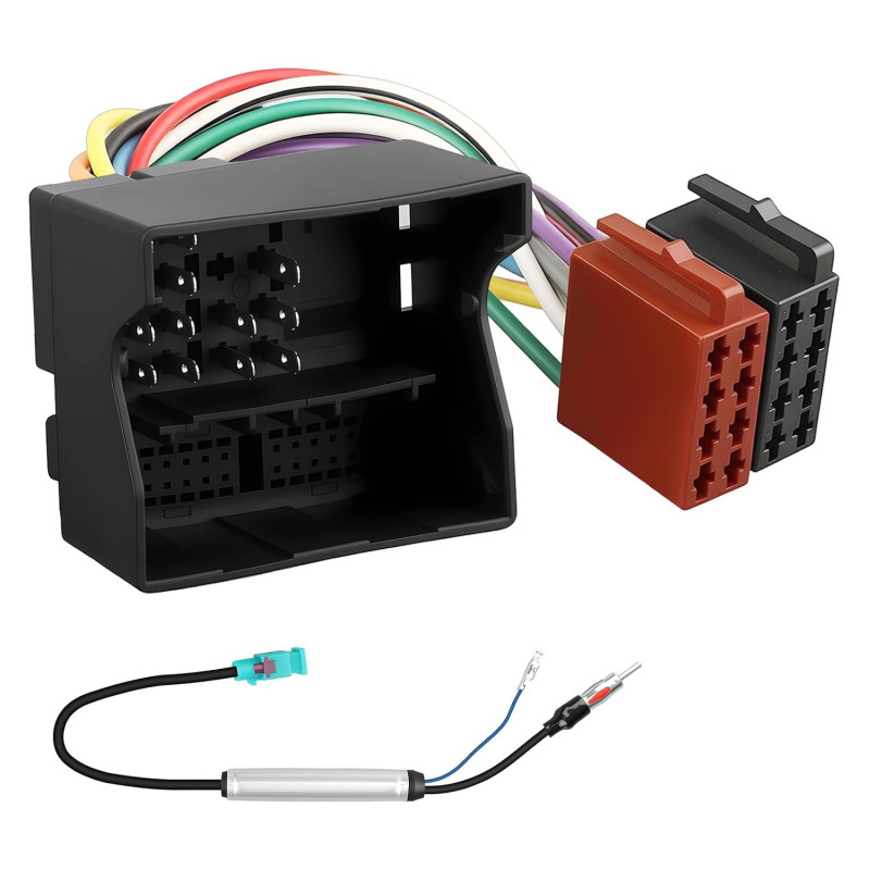 Adaptateur Quadlock Vers ISO Pour Autoradio avec Antenne Fakra Din, Kit de Câblage Can Bus pour Autoradios de Remplacement Compa