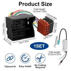 Adaptateur Quadlock Vers ISO Pour Autoradio avec Antenne Fakra Din, Kit de Câblage Can Bus pour Autoradios de Remplacement Compa