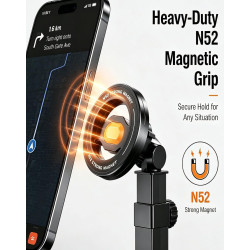 Support de téléphone 2 en 1 pour porte-gobelet de voiture, support magnétique N52 et à fixation par encliquetage, pivotant 360° 