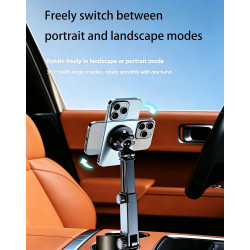 Support de téléphone 2 en 1 pour porte-gobelet de voiture, support magnétique N52 et à fixation par encliquetage, pivotant 360° 